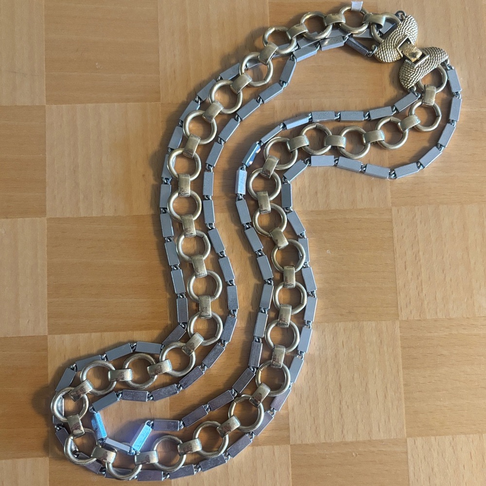 Monet Three Chain Mixed Metal Necklace